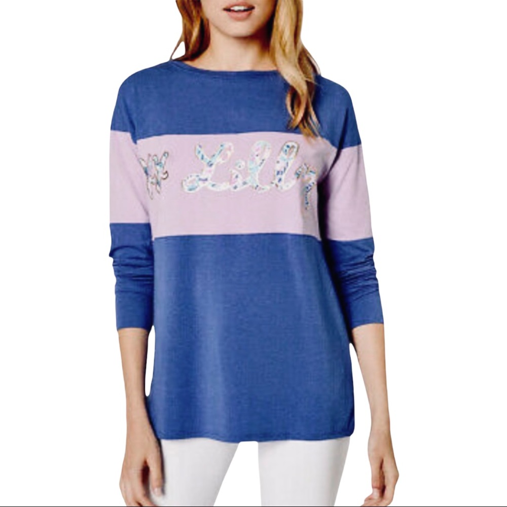 Lilly Pulitzer Finn top Happy as A Clam Purple XL
